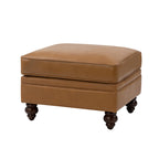 Basilio Contemporary Genuine Leather Ottoman for Living Room
