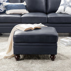 Basilio Contemporary Genuine Leather Ottoman for Living Room