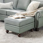 Basilio Contemporary Genuine Leather Ottoman for Living Room