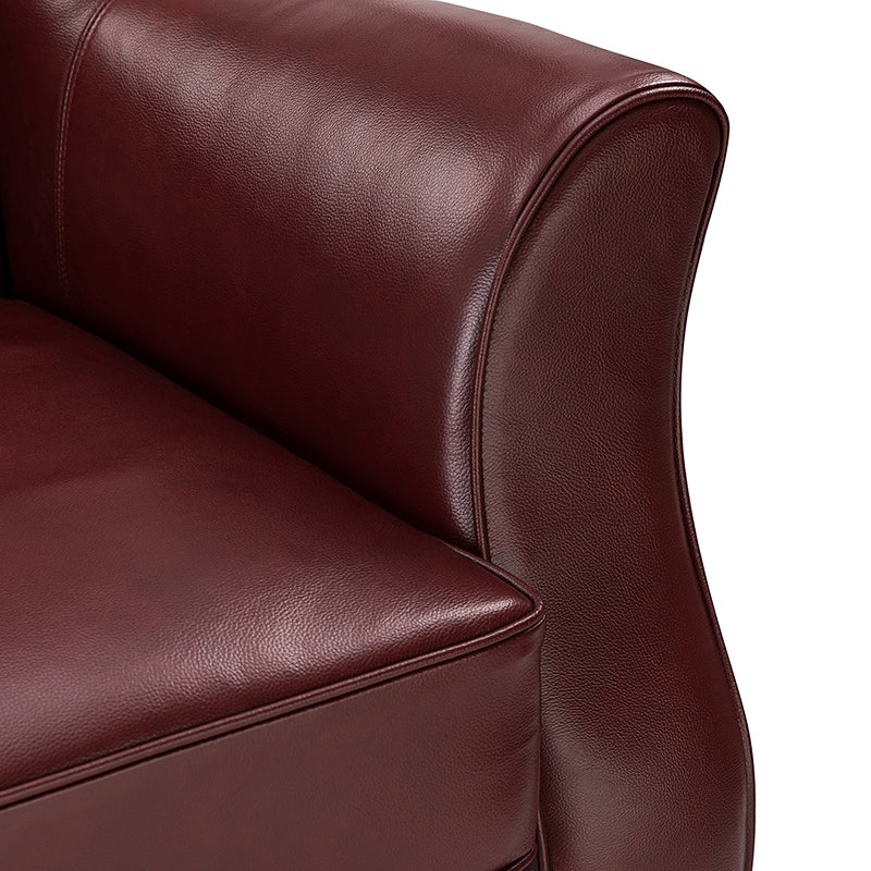 Hugo Traditional Style Curved Genuine Leather Elegant Sofa