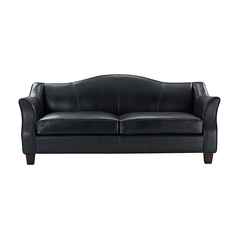 Hugo Traditional Style Curved Genuine Leather Elegant Sofa