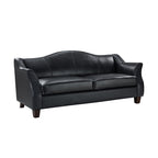 Hugo Traditional Style Curved Genuine Leather Elegant Sofa