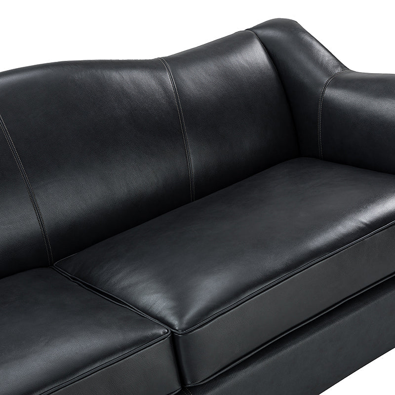 Hugo Traditional Style Curved Genuine Leather Elegant Sofa
