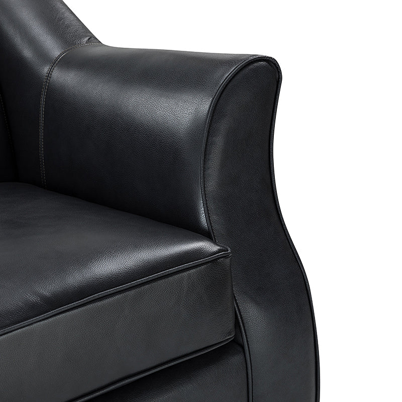 Hugo Traditional Style Curved Genuine Leather Elegant Sofa