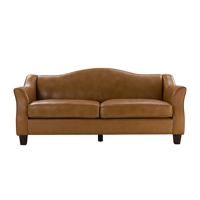 Hugo Traditional Style Curved Genuine Leather Elegant Sofa
