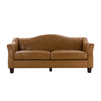 Hugo Traditional Style Curved Genuine Leather Elegant Sofa