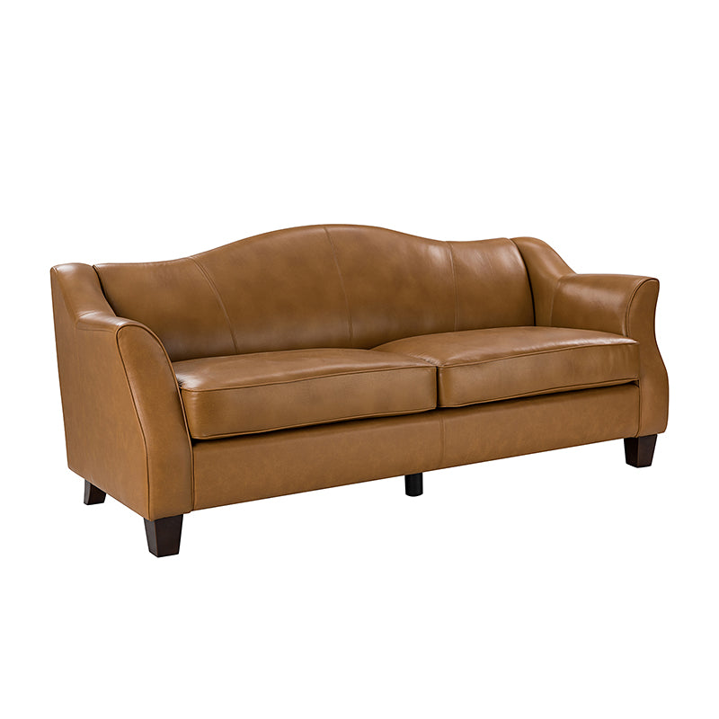 Hugo Traditional Style Curved Genuine Leather Elegant Sofa
