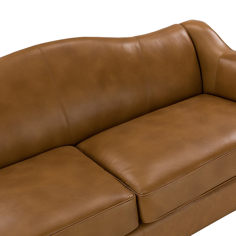 Hugo Traditional Style Curved Genuine Leather Elegant Sofa