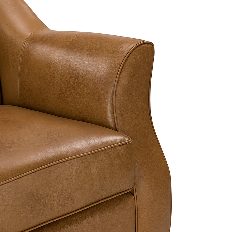 Hugo Traditional Style Curved Genuine Leather Elegant Sofa