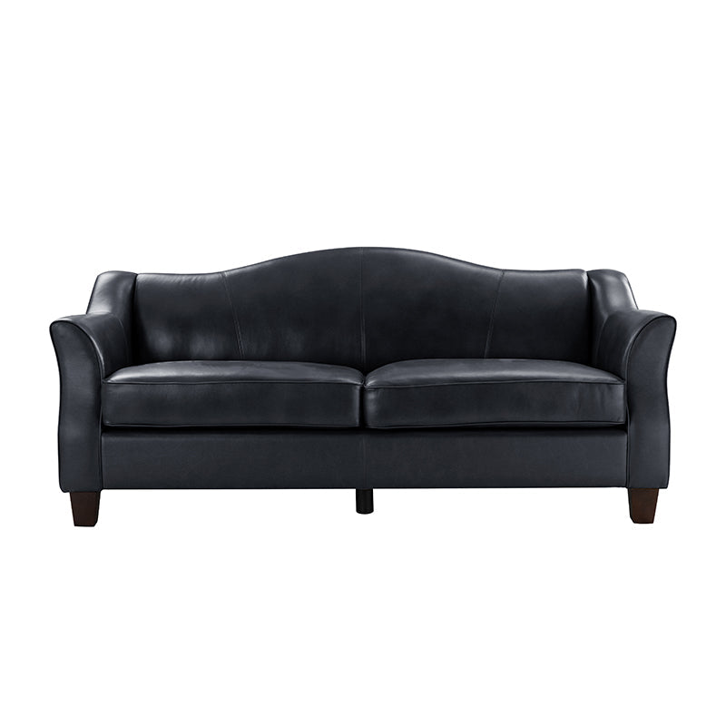 Hugo Traditional Style Curved Genuine Leather Elegant Sofa