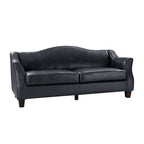 Hugo Traditional Style Curved Genuine Leather Elegant Sofa
