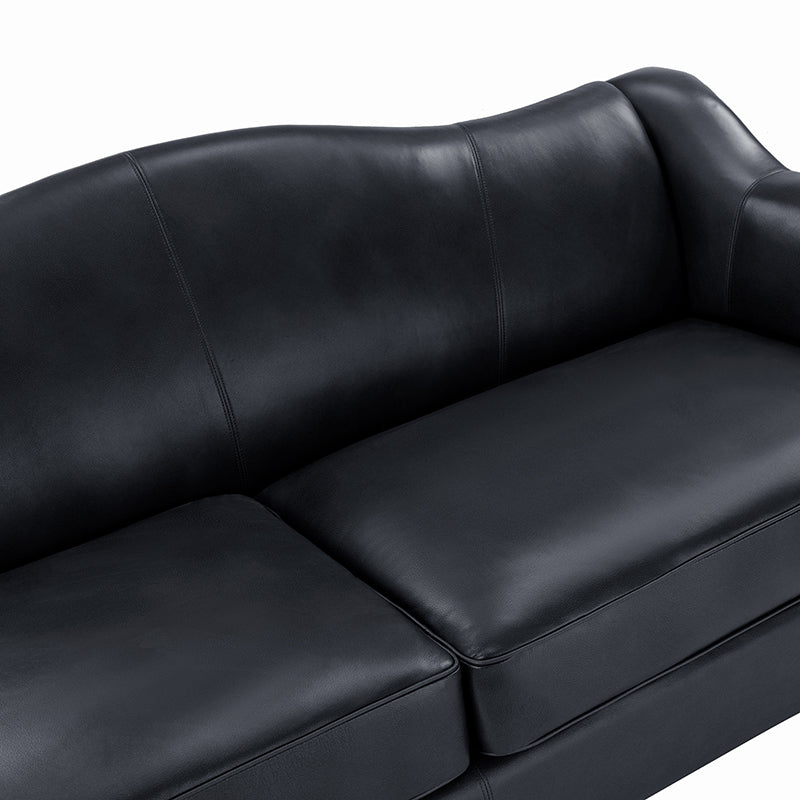 Hugo Traditional Style Curved Genuine Leather Elegant Sofa