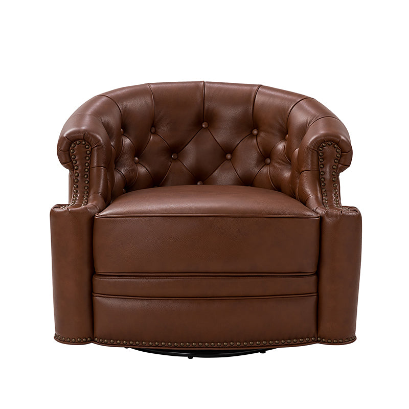 Alonso Classic Chesterfield Genuine Leather Swivel Chair