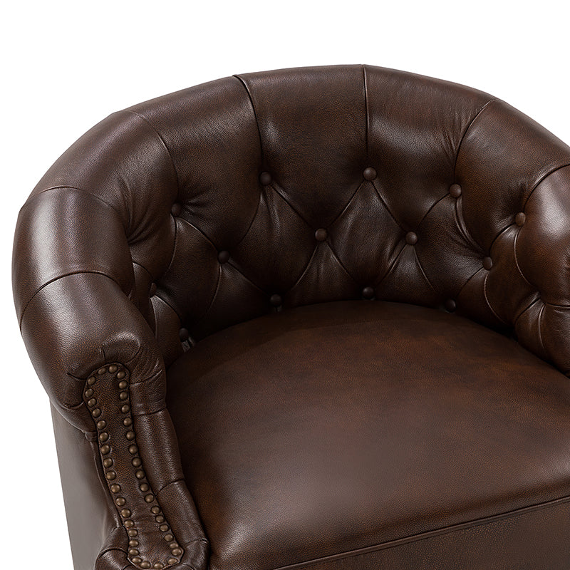 Alonso Classic Chesterfield Genuine Leather Swivel Chair