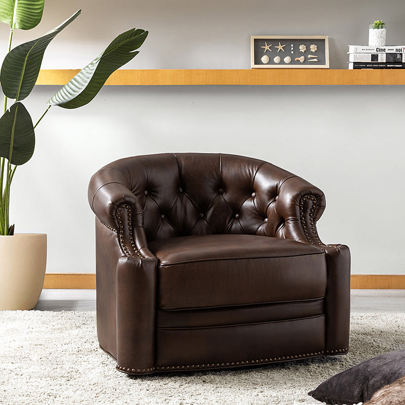 Alonso Classic Chesterfield Genuine Leather Swivel Chair