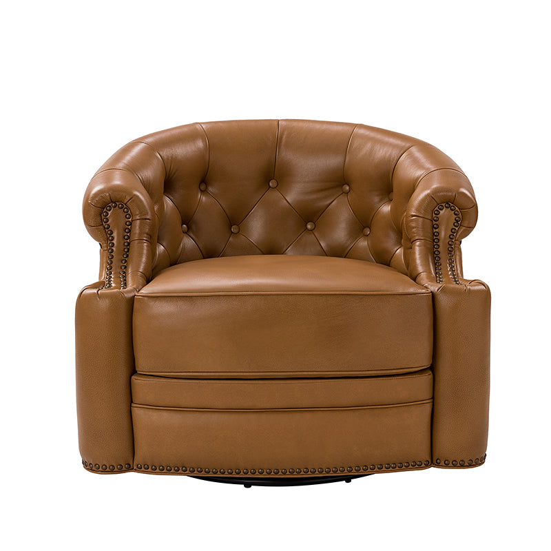 Alonso Classic Chesterfield Genuine Leather Swivel Chair
