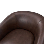 Cathy Geniun Leather Modern Swivel Barrel Chair With Solid Wood Base