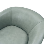Cathy Geniun Leather Modern Swivel Barrel Chair With Solid Wood Base