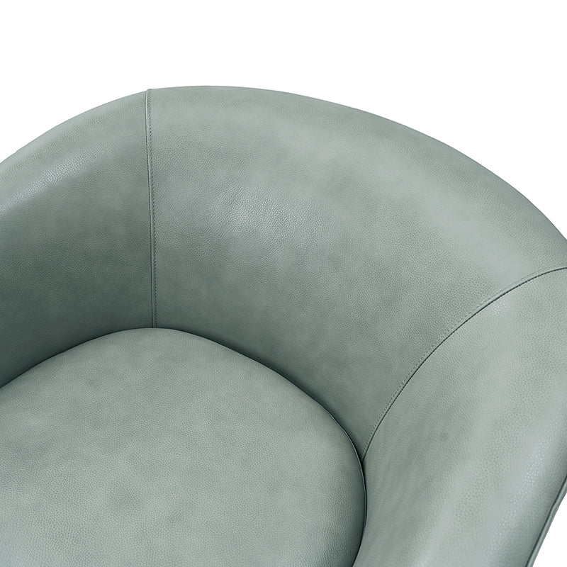 Cathy Geniun Leather Modern Swivel Barrel Chair With Solid Wood Base