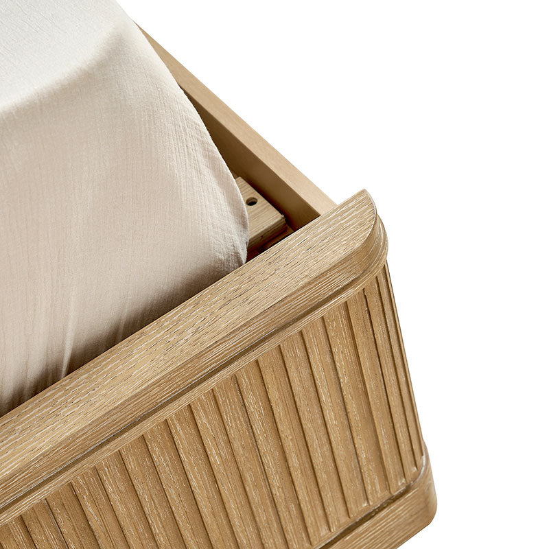 4-Piece Modern Fluted Solid Wood Bedroom Set with Oak Texture