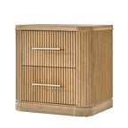 Modern Solid Wood Fluted Nightstand with USB & Oak Texture