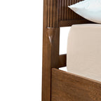 Modern Solid Wood Fluted Bed with Oak Texture