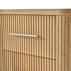 Modern Solid Wood Fluted Nightstand with USB & Oak Texture