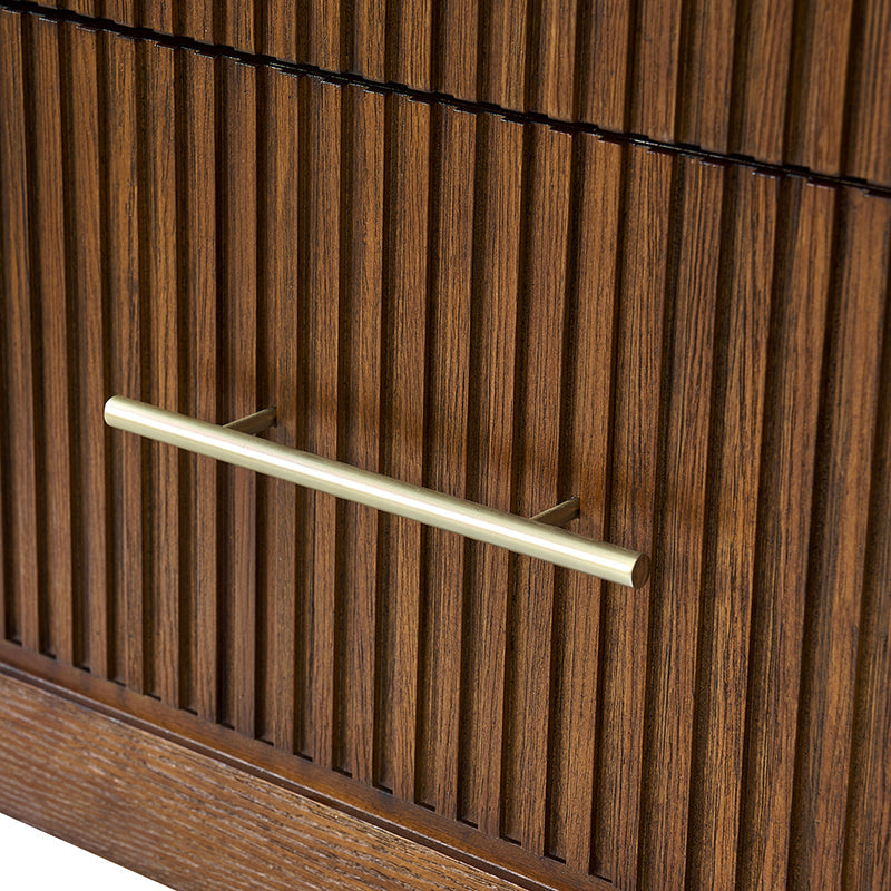 Modern Solid Wood Fluted Nightstand with USB & Oak Texture