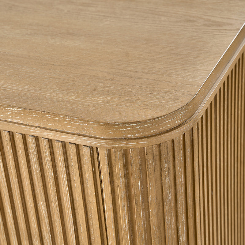 Modern Solid Wood Fluted Dresser with 6 Drawers & Oak Texture