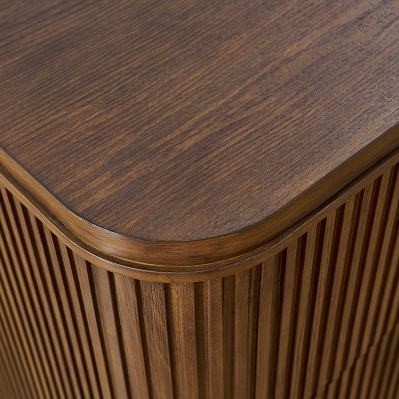 Modern Solid Wood Fluted Dresser with 6 Drawers & Oak Texture