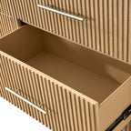 Modern Solid Wood Fluted Dresser with 6 Drawers & Oak Texture