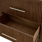 Modern Solid Wood Fluted Dresser with 6 Drawers & Oak Texture