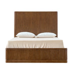 Modern Solid Wood Fluted Bed with Oak Texture