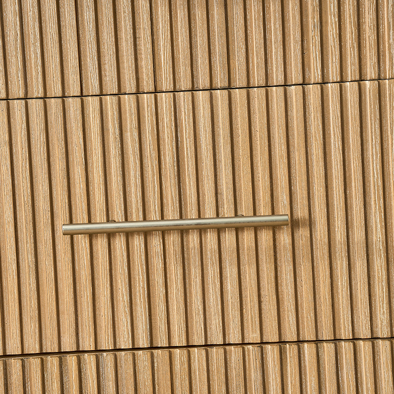 Modern Solid Wood Fluted Dresser with 6 Drawers & Oak Texture