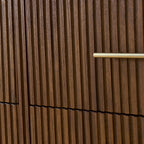 Modern Solid Wood Fluted Dresser with 6 Drawers & Oak Texture