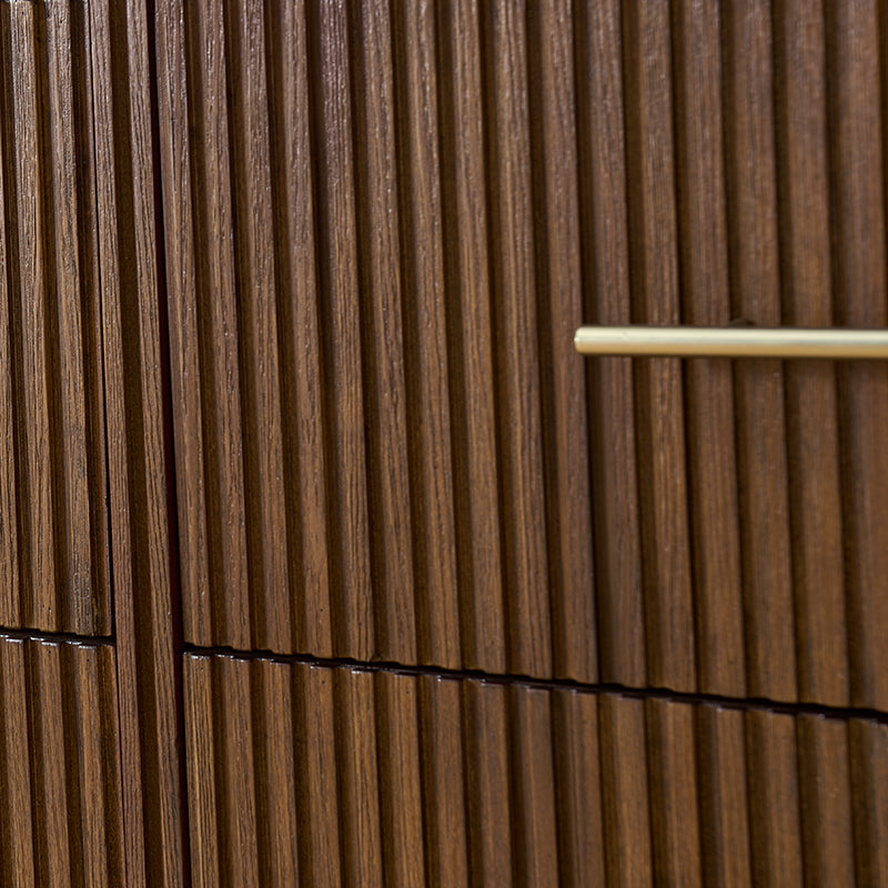 Modern Solid Wood Fluted Dresser with 6 Drawers & Oak Texture
