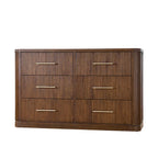 Modern Solid Wood Fluted Dresser with 6 Drawers & Oak Texture