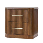Modern Solid Wood Fluted Nightstand with USB & Oak Texture