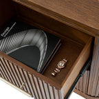 3-Piece Modern Fluted Solid Wood Bedroom Set with Oak Texture